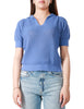 Maglia polo donna arovescio cielo a mezza manica con trama in punto ajour 100% cotone