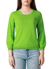 MAGLIA DONNA AROVESCIO VERDE GIROCOLLO CON MANICA LUNGA A SBUFFO