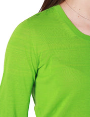 MAGLIA DONNA AROVESCIO VERDE GIROCOLLO CON MANICA LUNGA A SBUFFO