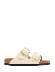 CIABATTA DONNA BIRKENSTOCK ECRù ARIZONA BIG BUCKLE NABUK CON DOPPIA FIBBIA ORO