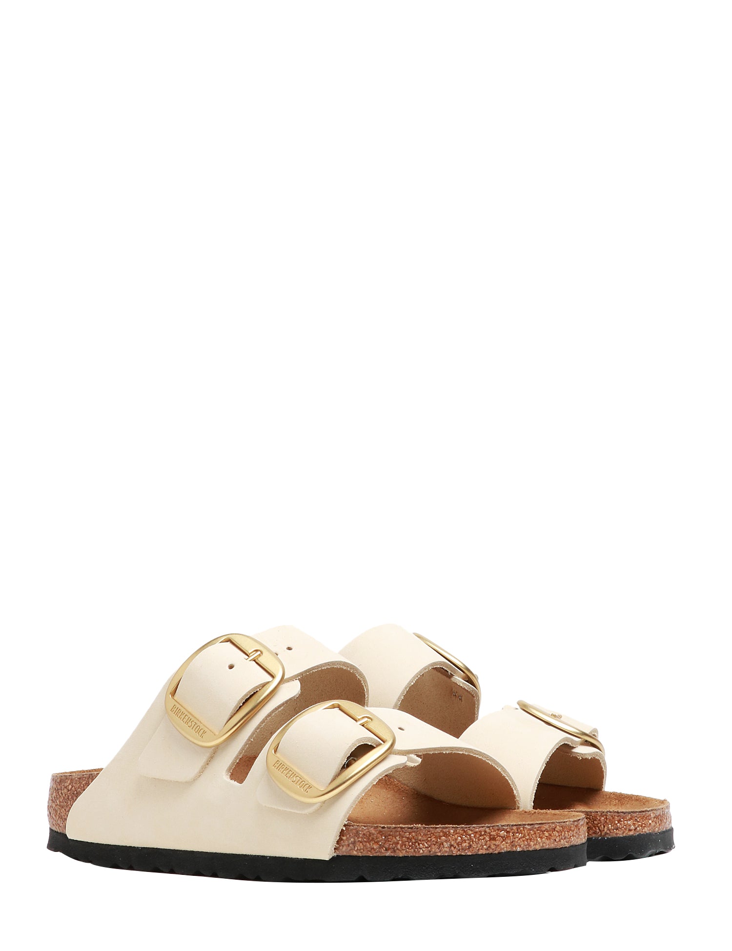 CIABATTA DONNA BIRKENSTOCK ECRù ARIZONA BIG BUCKLE NABUK CON DOPPIA FIBBIA ORO