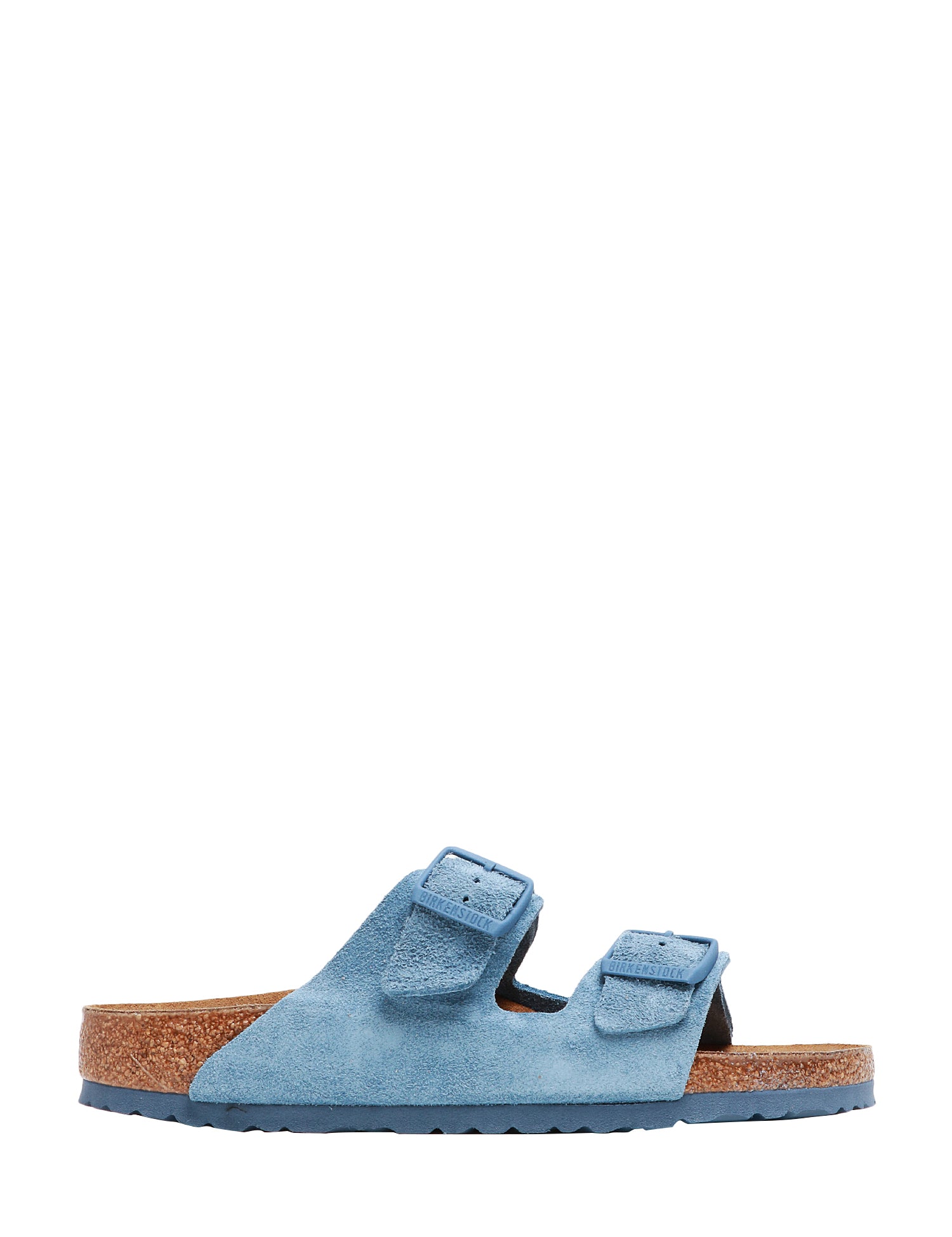 CIABATTA UOMO BIRKENSTOCK ARIZONA BLUE IN PELLE SCAMOSCIATA CON DOPPIO CINTURINO E FIBBIE IN TONO COLORE