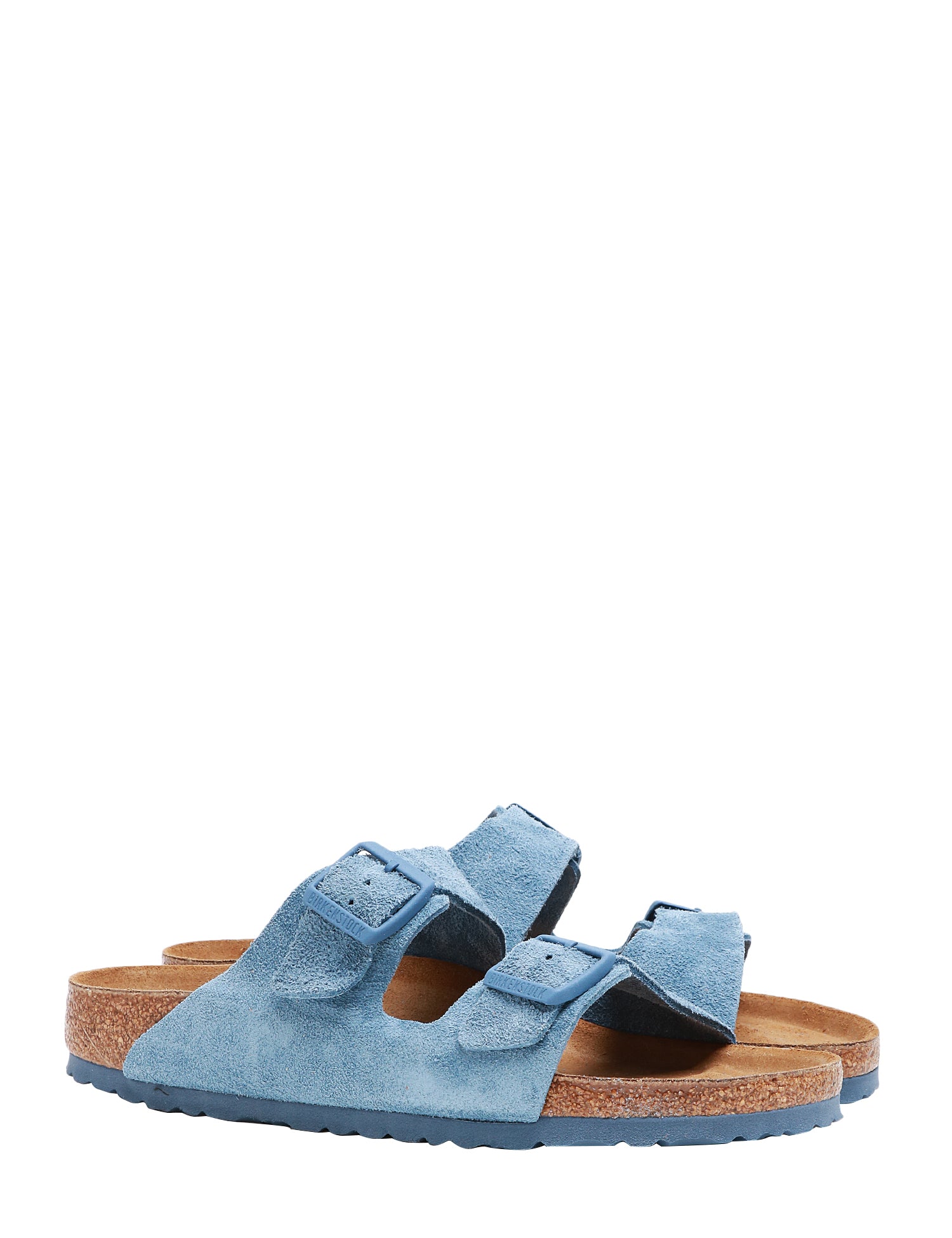 CIABATTA UOMO BIRKENSTOCK ARIZONA BLUE IN PELLE SCAMOSCIATA CON DOPPIO CINTURINO E FIBBIE IN TONO COLORE