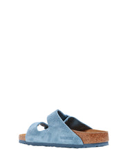 CIABATTA UOMO BIRKENSTOCK ARIZONA BLUE IN PELLE SCAMOSCIATA CON DOPPIO CINTURINO E FIBBIE IN TONO COLORE