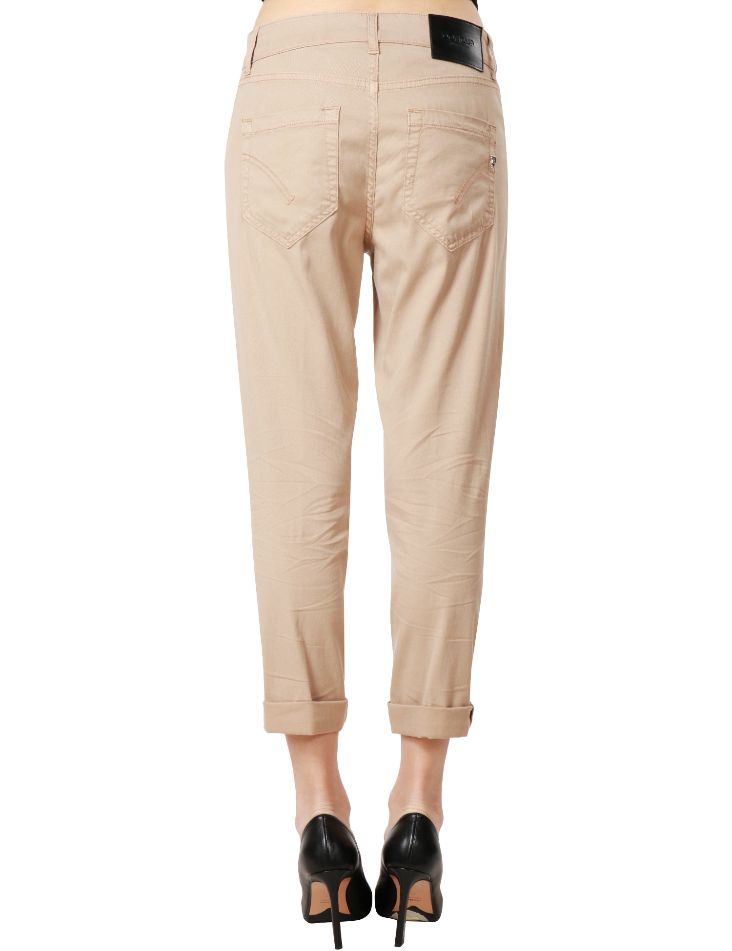 PANTALONE DONNA DONDUP BEIGE MODELLO KOONS IN ARMATURA DI COTONE CON BOTTONI GIOIELLO