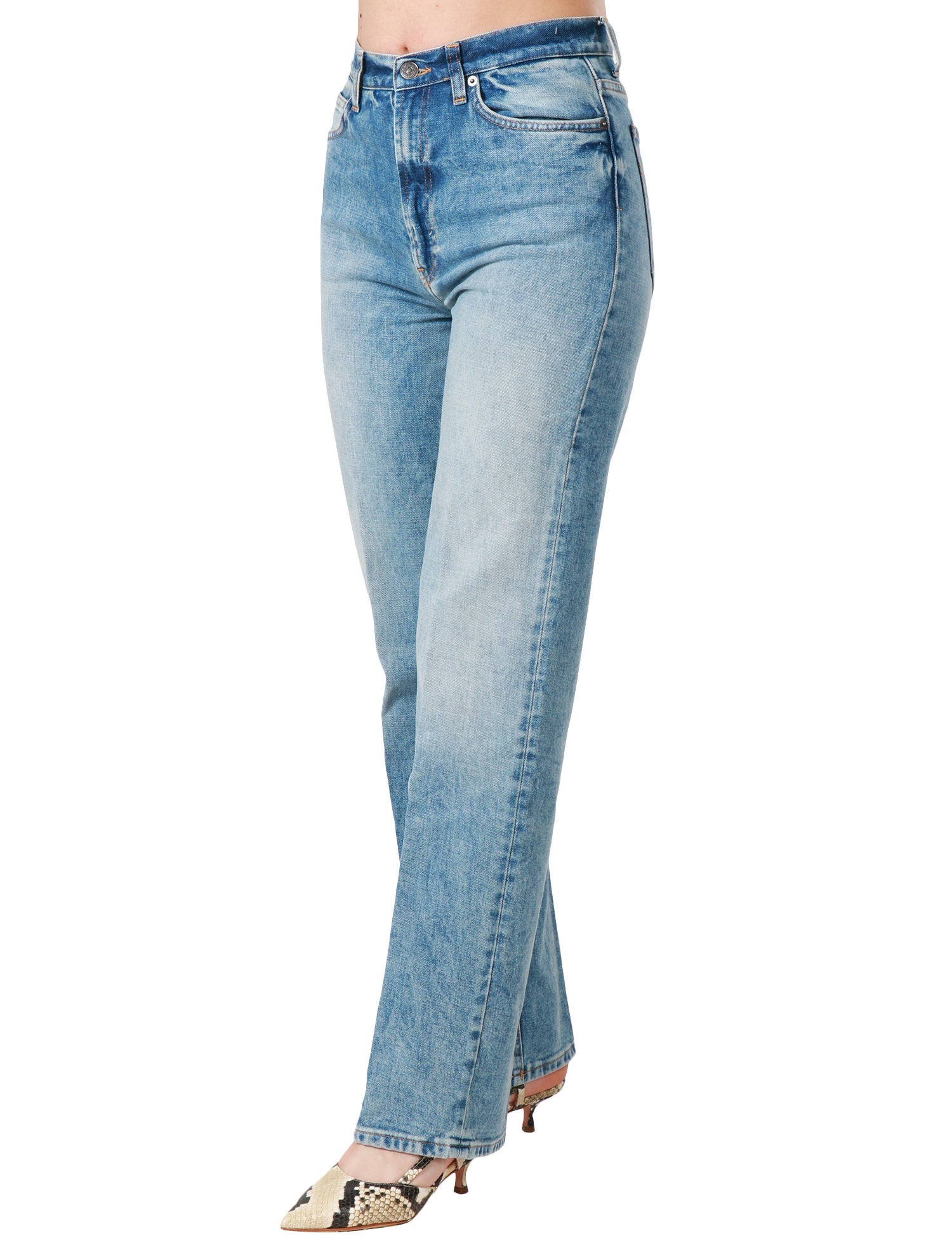 JEANS DONNA DONDUP ELYSEE LAVAGGIO CHIARO CON EFFETTO VINTAGE A GAMBA AMPIA