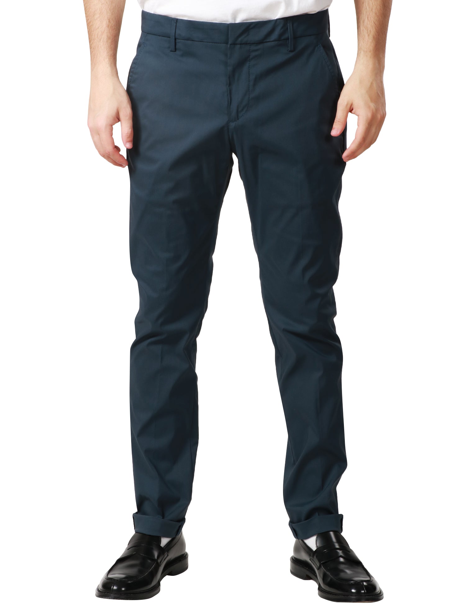 PANTALONE UOMO DONDUP BLU MODELLO GAUBERT IN GABARDINA