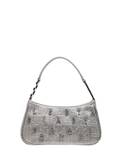 BORSA DONNA ELISABETTA FRANCHI PIOMBO A SPALLA IN TWEED LUREX CON LETTERING DI STRASS