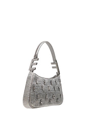 BORSA DONNA ELISABETTA FRANCHI PIOMBO A SPALLA IN TWEED LUREX CON LETTERING DI STRASS