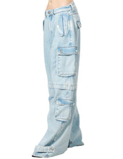 JEANS DONNA ICON DENIM MODELLO ROSALIA CARGO LAVAGGIO CHIARO