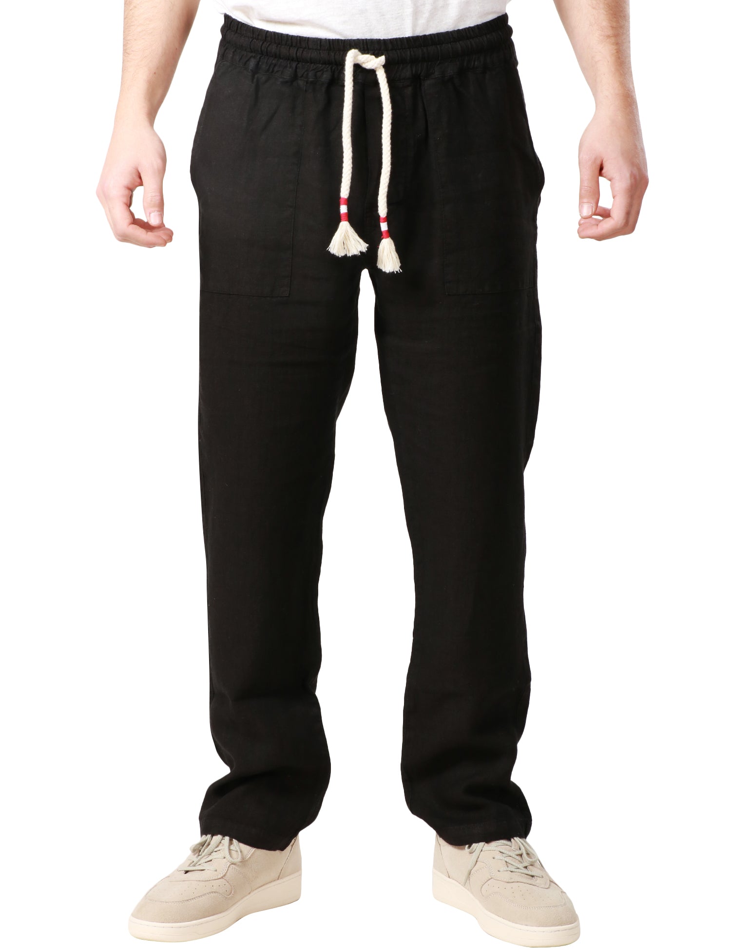 PANTALONE UOMO CALAIS MC 2 SAINTH BARTH NERO CON COULISSE 100% LINO