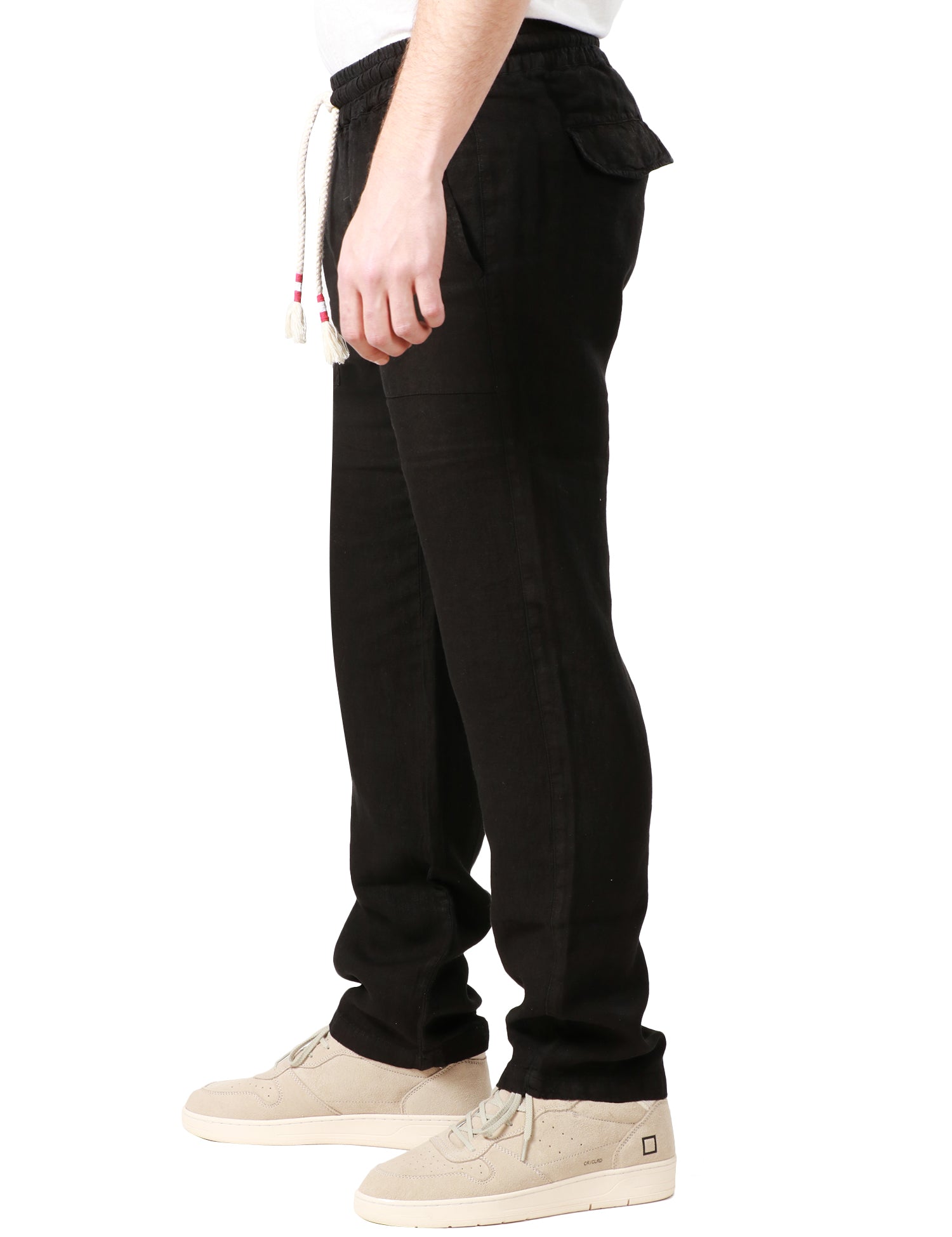 PANTALONE UOMO CALAIS MC 2 SAINTH BARTH NERO CON COULISSE 100% LINO