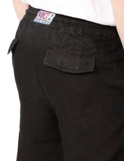 PANTALONE UOMO CALAIS MC 2 SAINTH BARTH NERO CON COULISSE 100% LINO