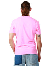 T-SHIRT UOMO MC 2 SAINT BARTH ROSA GIROCOLLO CON LOGO RICAMATO SUL PETTO 100% COTONE