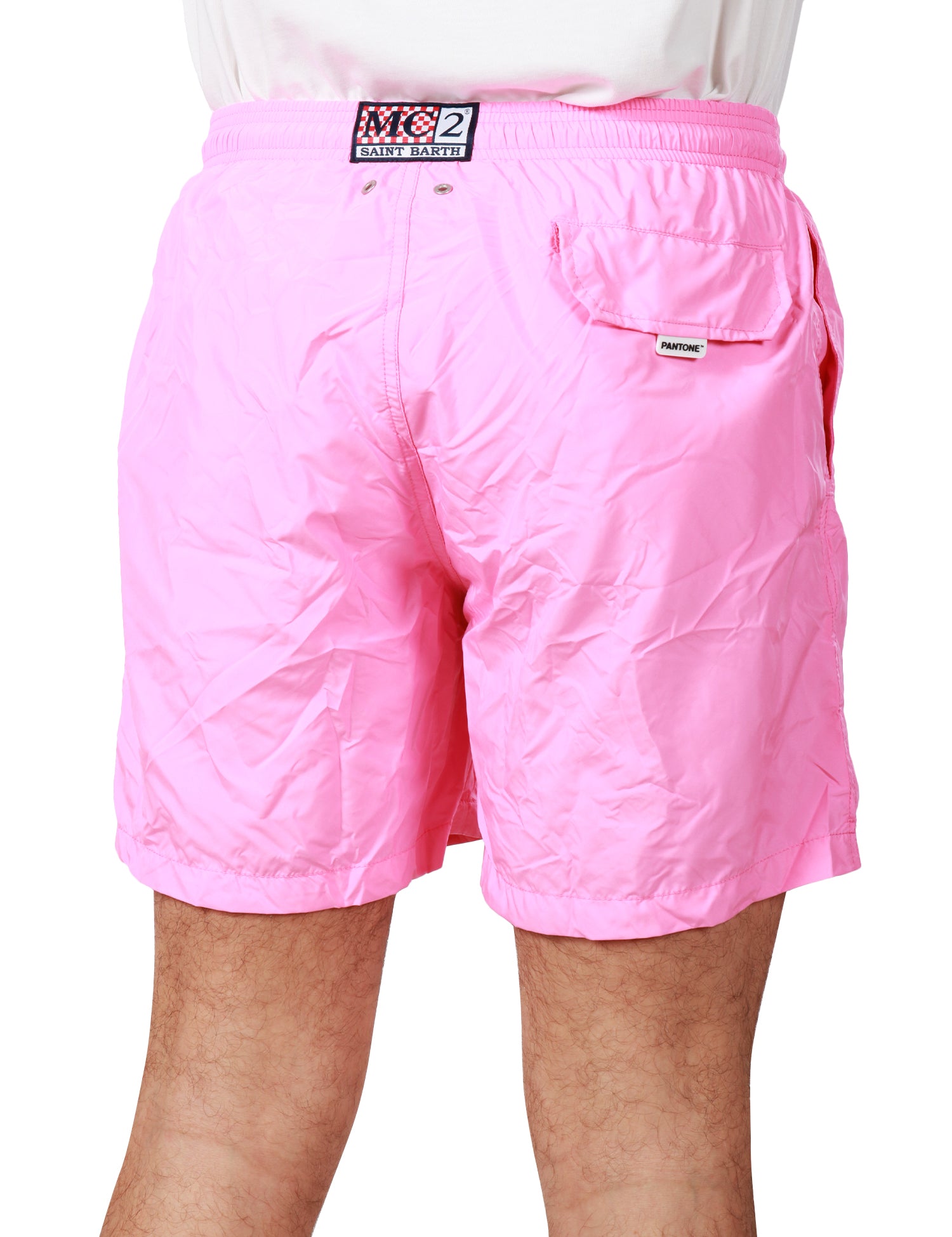 COSTUME DA BAGNO UOMO MC 2 SAINT BARTH ROSA IN TESSUTO LEGGERO CON ETICHETTA POSTERIORE PANTONE E COULISSE IN VITA