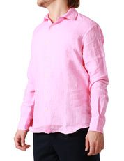 CAMICIA UOMO MC 2 SAINT BARTH ROSA BUBBLE PAMPLONA 100% LINO