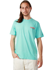 T-SHIRT UOMO MC 2 SAINT BARTH VERDE ACQUA GIROCOLLO CON SCRITTA SUL PETTO E DIETRO "CAPRI ADDICTED" E LOGO RICAMATO SULLA MANICA