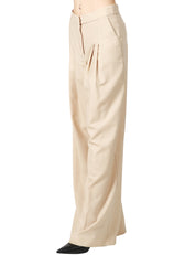 PANTALONE DONNA MVP WARDROBE NICE AVORIO A PALAZZO CON PINCES DAVANTI