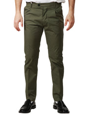 PANTALONE UOMO OFFICINA 36 VERDE MILITARE SLIM FIT CON PINCES