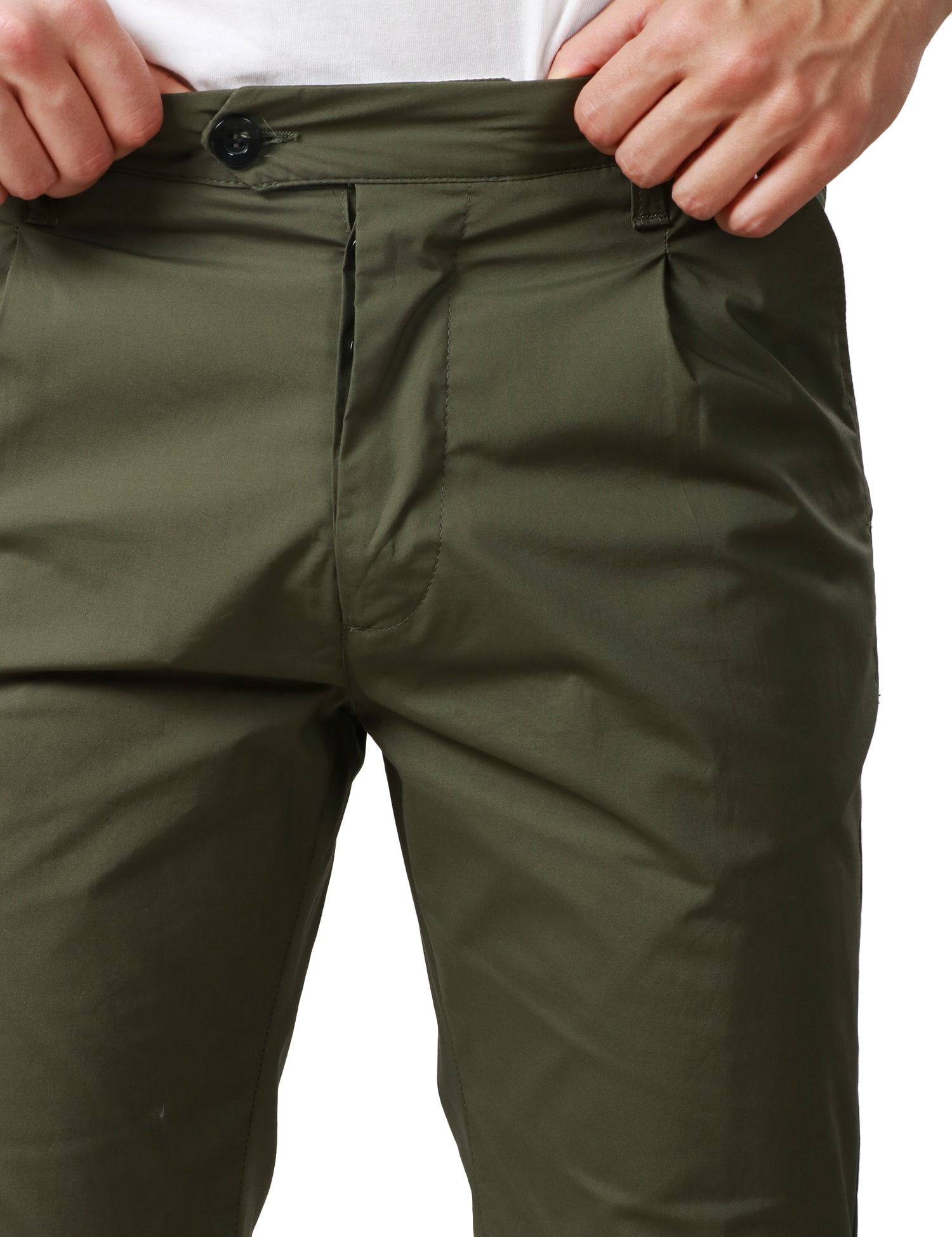 PANTALONE UOMO OFFICINA 36 VERDE MILITARE SLIM FIT CON PINCES