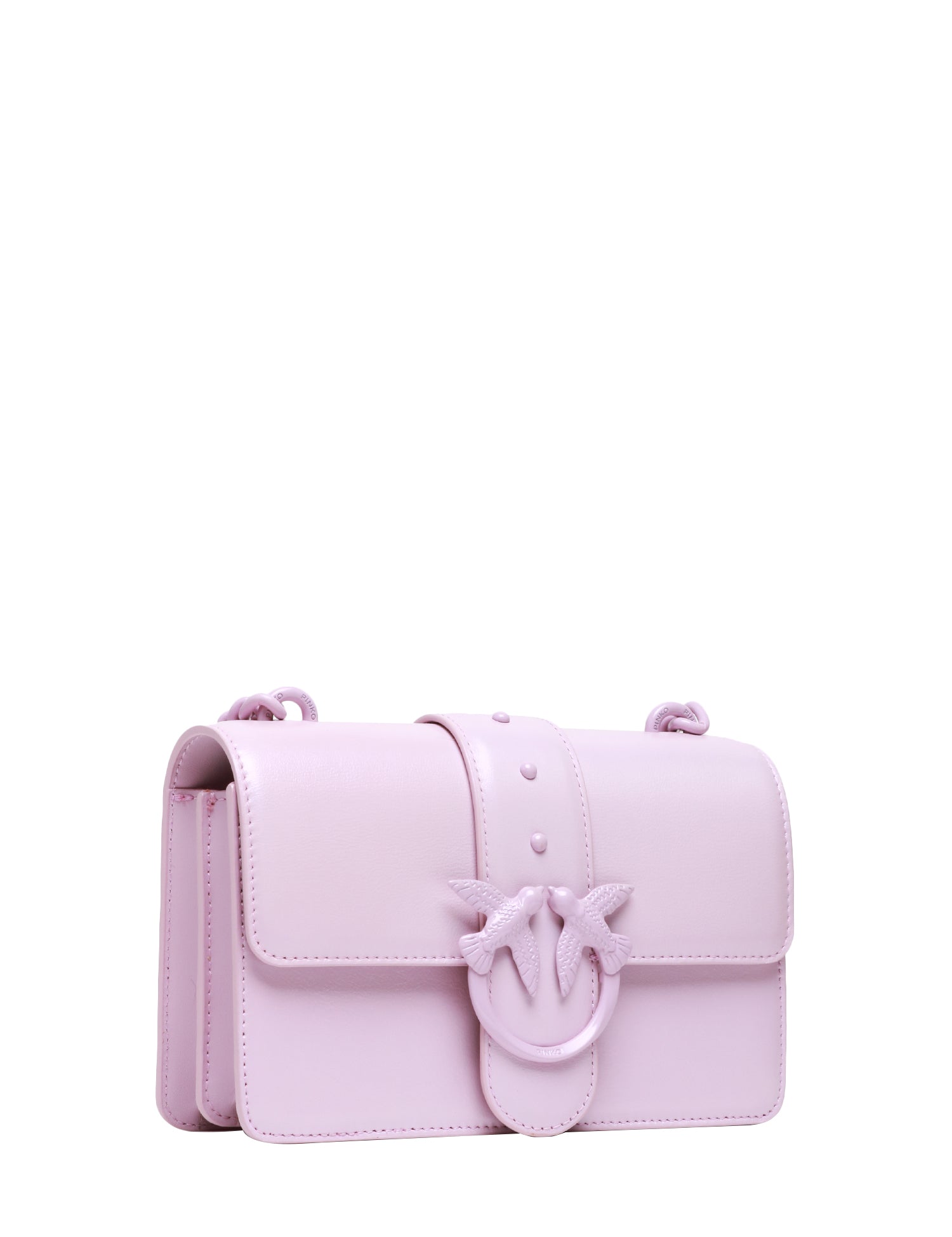 BORSA PINKO MINI LOVE BAG ONE LILLA CON FIBBIA LOVE BIRDS DIAMOND CUT E CATENA IN TONO COLORE