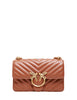 Borsa pinko marrone mini love bag one in nappa trapuntata con motivo chevron e fibbia logo oro