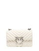 Borsa pinko bianca mini love bag one simply in nappa trapuntata con motivo chevron e fibbia logo argento