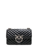 Borsa pinko nera mini love bag one simply in nappa trapuntata con motivo chevron e fibbia logo argento