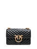 Borsa pinko nera mini love bag one simply in nappa trapuntata con motivo chevron e fibbia logo oro