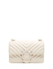Borsa pinko bianca mini love bag one in nappa trapuntata con motivo chevron e fibbia logo e catena in tono