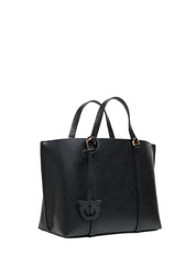 BORSA DONNA PINKO NERA MODELLO SHOPPER 100% PELLE BOTTALATA ACCOPPIATA CON MANICI E TRACOLLA