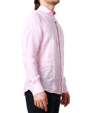 CAMICIA UOMO PORTOFIORI ROSA 100% LINO a manica lunga