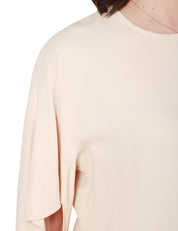 BLUSA DONNA SEVENTY BEIGE CON MANICHE A VOLANT E APERTURA SUL RETRO