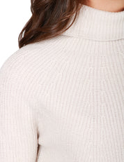 MAGLIA DONNA ALPHA STUDIO beige A COLLO ALTO IN MAGLIA INTEGRALE