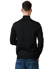 CARDIGAN BLOUSON UOMO ALPHA STUDIO NERO CON BOTTONI IN TONO 100% LANA MERINOS