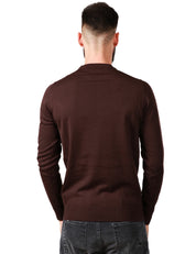 MAGLIONE UOMO ALPHA STUDIO MORO GIROCOLLO SLIM FIT 100% LANA MERINOS