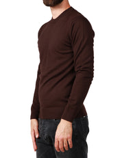 MAGLIONE UOMO ALPHA STUDIO MORO GIROCOLLO SLIM FIT 100% LANA MERINOS