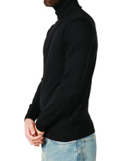 MAGLIONE UOMO ALPHA STUDIO NERO COLLO ALTO 100% LANA MERINOS