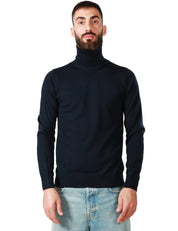 MAGLIONE UOMO ALPHA STUDIO NERO COLLO ALTO 100% LANA MERINOS