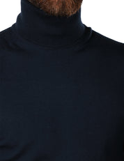 MAGLIONE UOMO ALPHA STUDIO NERO COLLO ALTO 100% LANA MERINOS