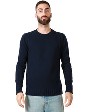 MAGLIONE UOMO ALPHA STUDIO BLU NOTTE GIROCOLLO BOXY IN MISTO LANA E CASHMERE