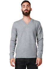 MAGLIONE UOMO ALPHA STUDIO GRIGIO SCOLLO A V IN MISTO LANA E CASHMERE