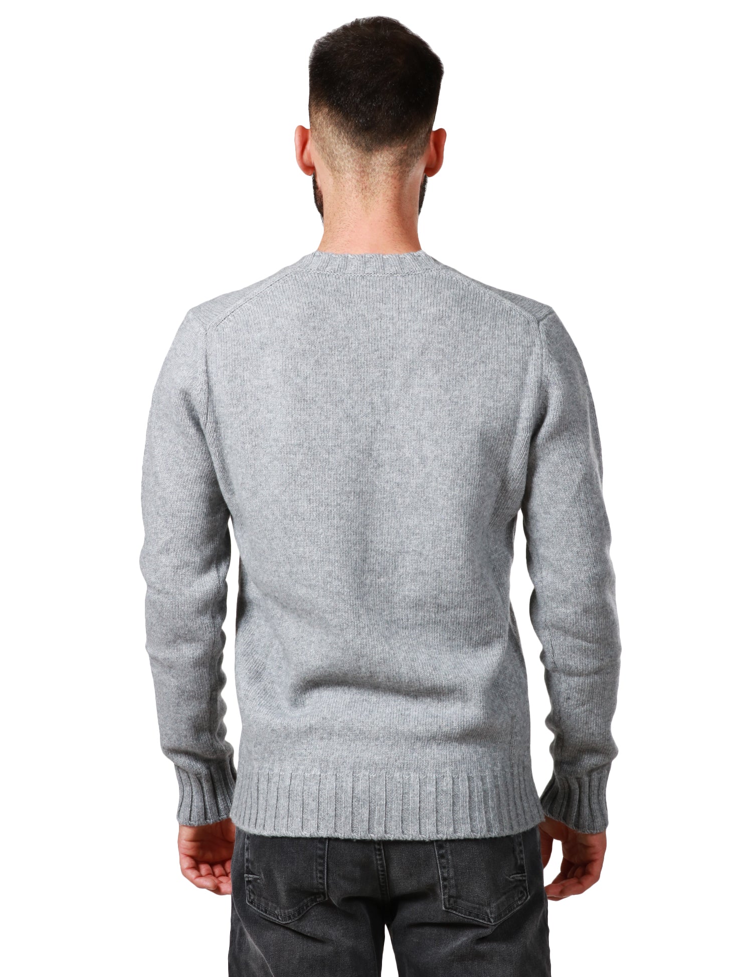 MAGLIONE UOMO ALPHA STUDIO GRIGIO SCOLLO A V IN MISTO LANA E CASHMERE