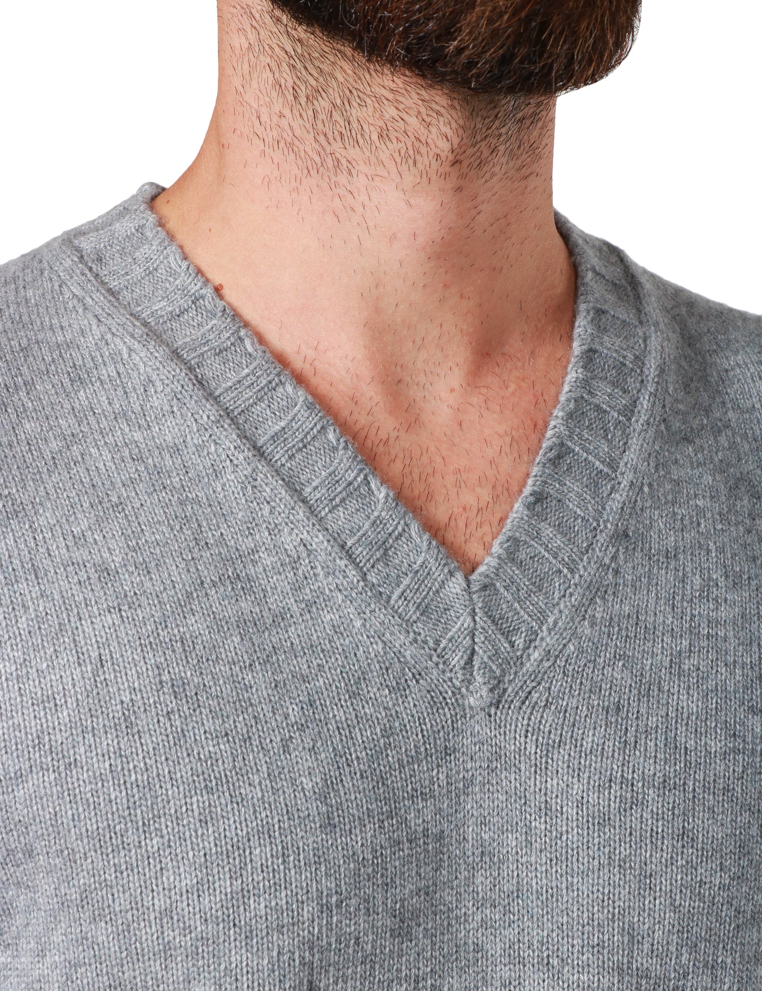 MAGLIONE UOMO ALPHA STUDIO GRIGIO SCOLLO A V IN MISTO LANA E CASHMERE