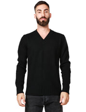 MAGLIONE UOMO ALPHA STUDIO NERO SCOLLO A V IN MISTO LANA E CASHMERE