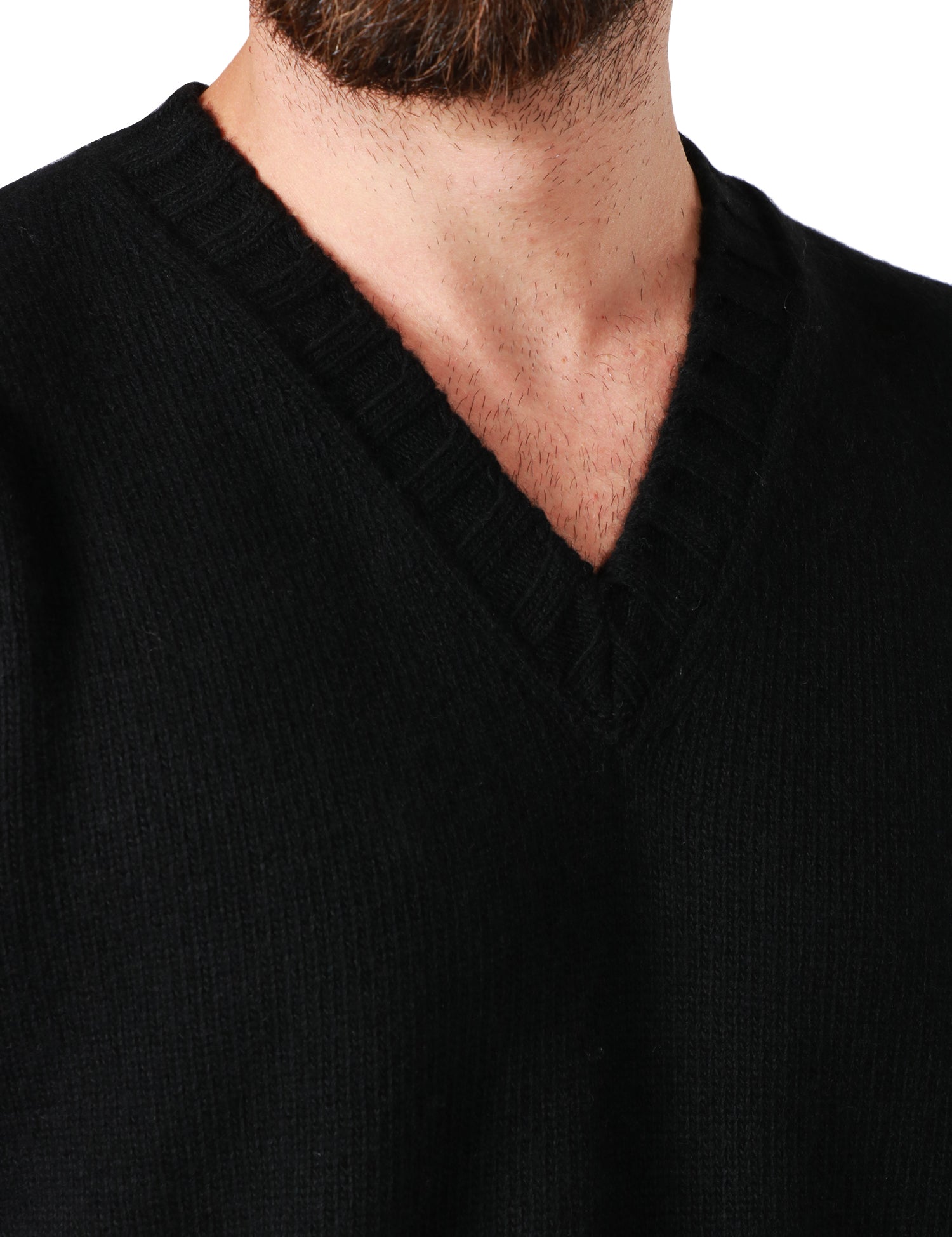 MAGLIONE UOMO ALPHA STUDIO NERO SCOLLO A V IN MISTO LANA E CASHMERE