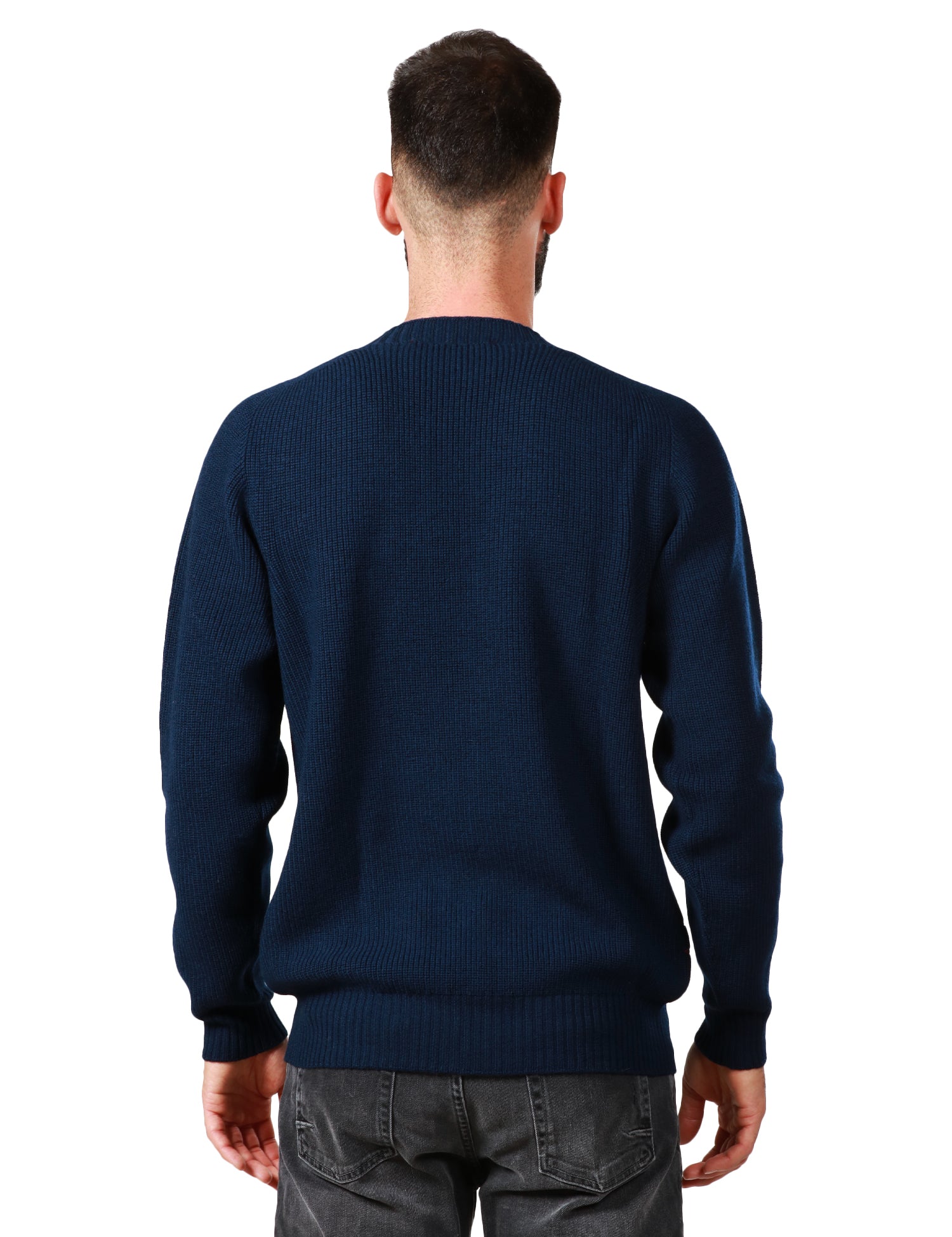 MAGLIONE UOMO AMARANTO BLU NAVY GIROCOLLO CON POLSI E FONDI LAVORATI A COSTE 100% LANA