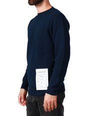 MAGLIONE UOMO AMARANTO BLU NAVY GIROCOLLO CON POLSI E FONDI LAVORATI A COSTE 100% LANA