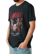 T-SHIRT UOMO BOWERY NERA GIROCOLLO CON STAMPA AQUILA DAVANTI