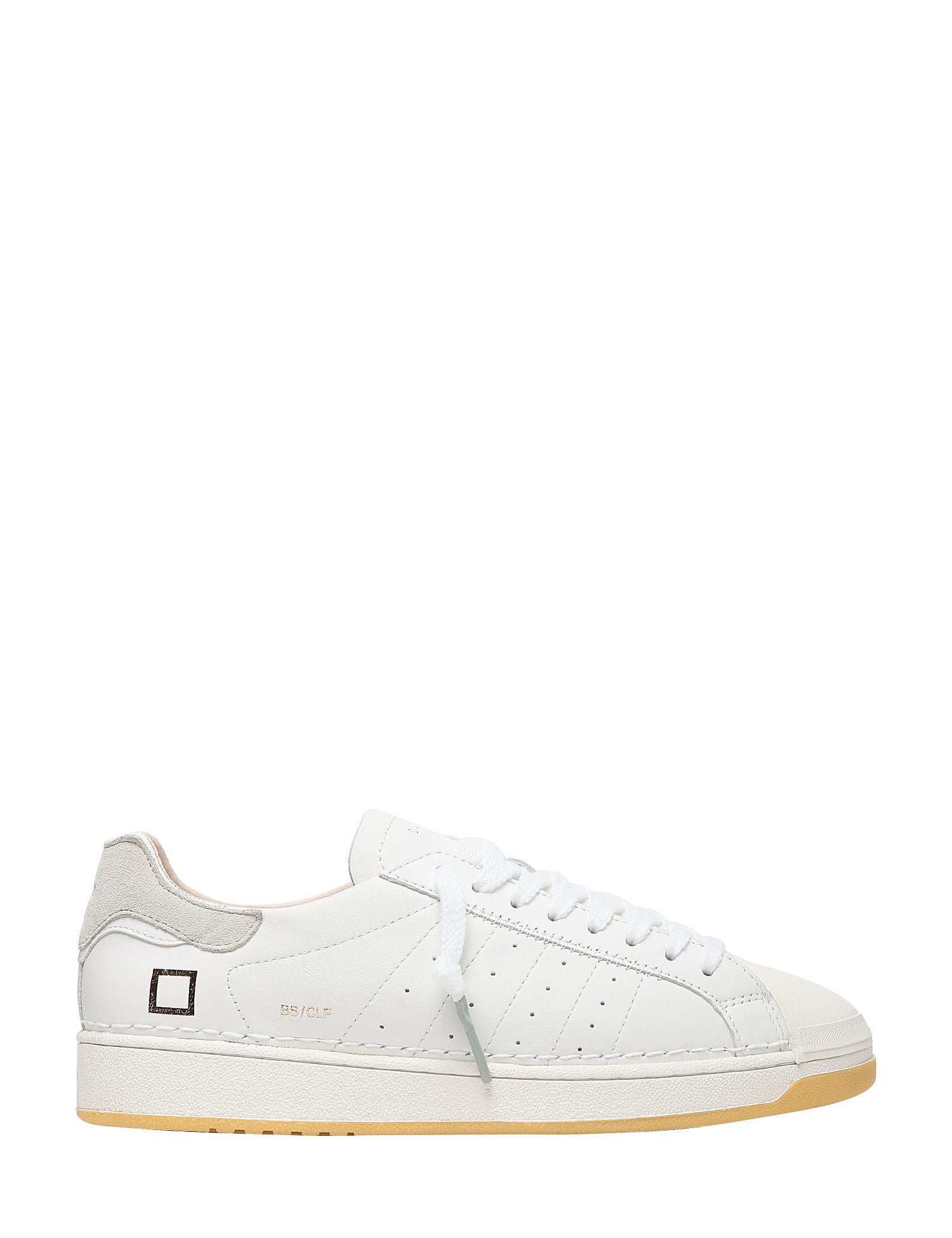 SCARPA UOMO D.A.T.E. BASE CALF WHITE IN PELLE CON TALLONCINO IN SUEDE E SUOLA IN GOMMA